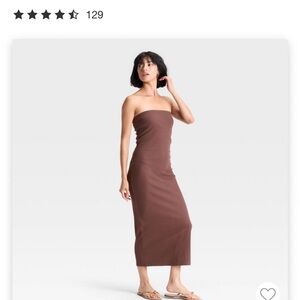 A New Day Brown Ribbed Strapless Bodycon Dress- NWT